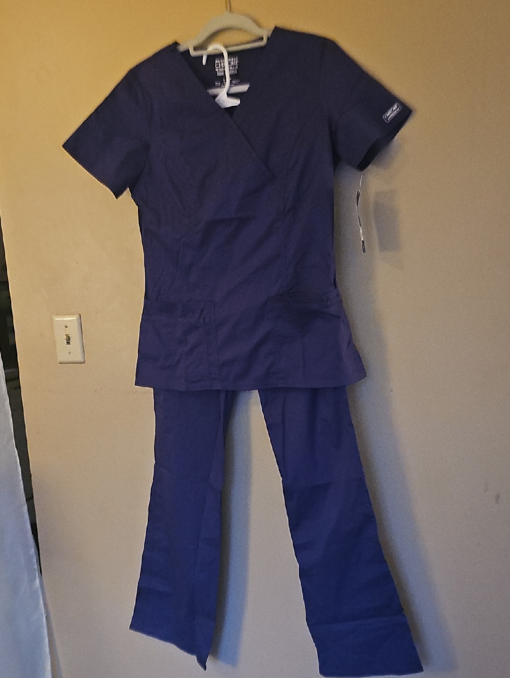 Women's Purple Scrub Top & Boot-Cut Pants Set